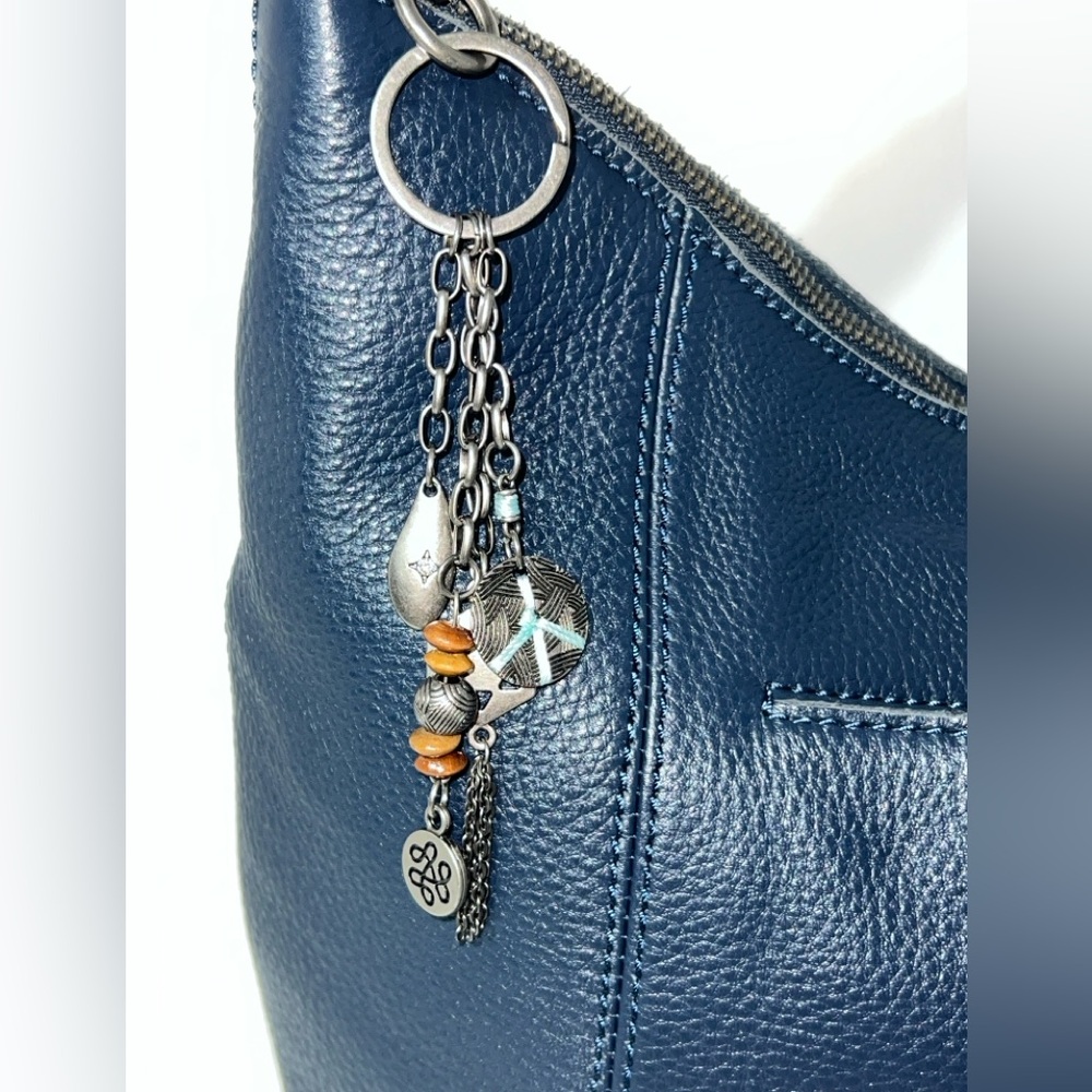 The Sak Sequoia Hobo Shoulder Bag Blue Leather with
Charms NEW - Picture 5 of 16